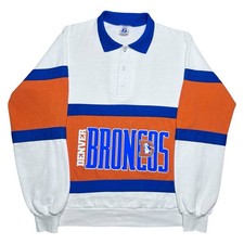 Vintage 1990s NFL Denver Broncos Logo 7 Spell Out Rugby Sweatshirt Sz M 