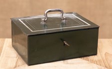 Antique Tin Toleware Cash Tin / Strong Box