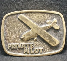 XE09108 GREAT VINTAGE 1978 PRIVATE PILOT AIRPLANE MENS SOLID BRASS BELT BUCKLE