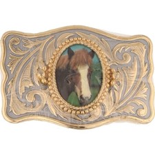 Horse Rodeo Cowgirl Cowboy Western Equestrian Stallion Nos Vintage Belt Buckle