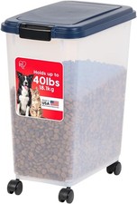 Airtight Dog Food Storage Container Up to 40 lbs Attachable Wheels For Dog Cat