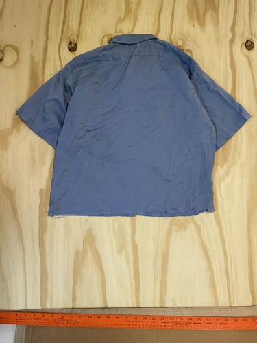 50s Work Wear Car Chambray Work Shirt Distressed Faded Sears VTG Cropped M - Picture 3 of 8