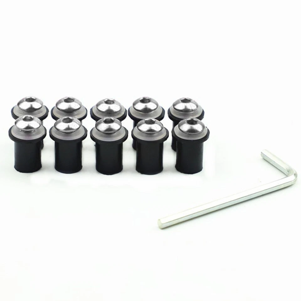 Kit de tornillos de pernos para parabrisas de motocicleta de 10 piezas, tuercas de montaje de carrocería de aluminio Foto 4 de 4