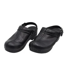 Dansko Clogs Shoes Womens Size EU 41 Black Leather Buckle Backstrap Mule Work