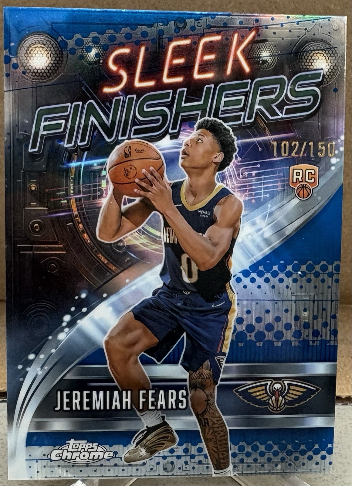 Jeremiah Fears 2025-26 Topps Chrome Sleek Finishers Blue Prizm RC /150