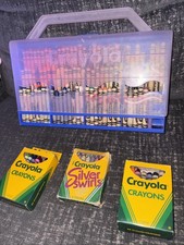 Crayola 1992 Carrying Case - Silver Swirls 1990 - 2 24 Pack Brilliant Colors
