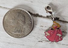 Disney Sleeping Beauty Aurora Pink Dress Fashion Silver Clip On Charm Bracelet