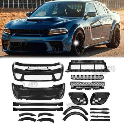 Fit For 2015-2023 Dodge Charger Widebody Kit Front and Rear Bumper Hellcat Style