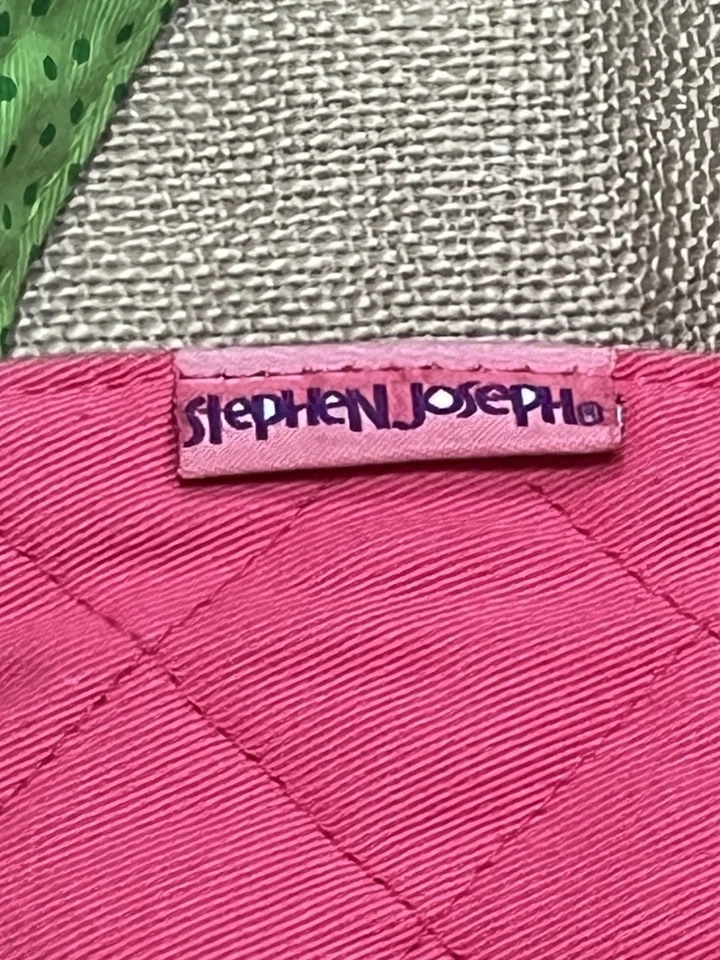 Stephen Joseph Girls Purse - Pink & Green - Turtle / Flowers Appliqué Cotton - Image 4 of 4