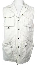 Tilley Endurables Denim Vest Men Sz Large Safari Outdoor Travel Utility Pockets