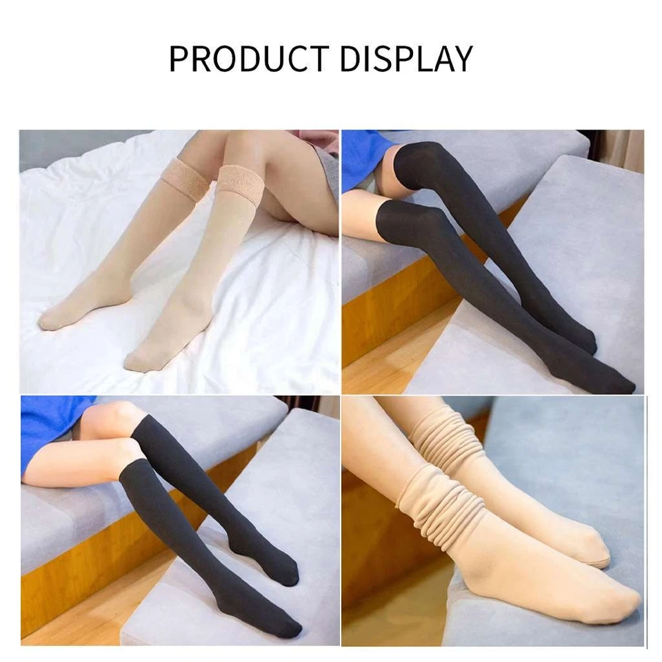 Mujeres Forradas de Vellón Invierno Térmico Cálido Calcetines Pantimedias Medias Medias Opacas Foto 3 de 4