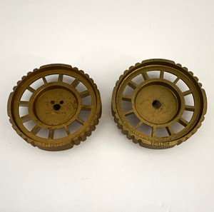 Vintage Gold Color Plastic Wheels Marked CONTRAST & PICTURE Round Dial TV Knob