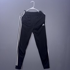 Adidas Black Unisex Gender Neutral Youth Track Pants White Stripes Size L 14/16
