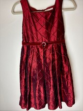 Emily West Girls Size 12.5 Holiday Sleeveless Burgundy Dress w/Diamond Pattern