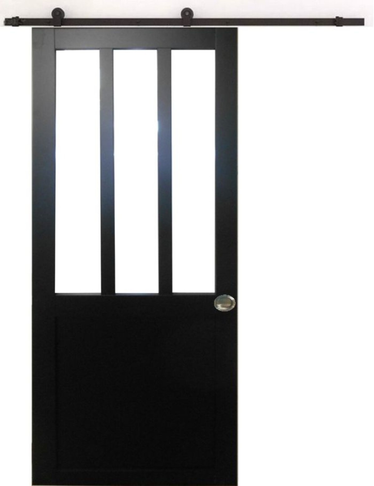 Porte coulissante atelier noir 204x73 idéale pour créer un coin bureau tendance chez soi