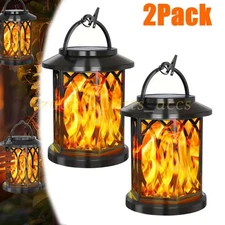 Hanging Solar Lights Lantern Outdoor Flickering Flames Solar Outdoor 2PCS