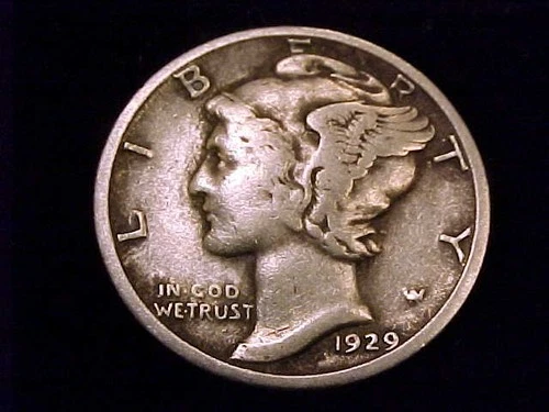 1929-S  Mercury Dime, Very Good to nearly Fine  Grade.
