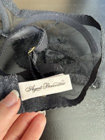 Agent Provocateur Jayce Black Lace Bra 34D & Suspender Size 3 (UK 10) Set