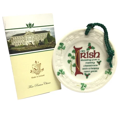 Belleek Irish Blessing Christmas Ornament Porcelian Parian China (No Box)