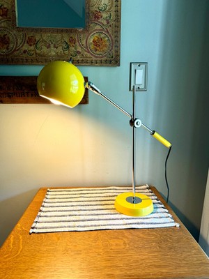 Yellow MCM Robert Sonneman Style Articulating Chrome Orb Lamp | Adjustable Lamp