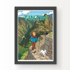 Tintin and the Inca Trail to Machu Picchu Art Print ? Vintage Style Poster