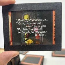 Glass Magic Lantern Slide Cosmopolitan Studios Moonlight And Rose Slide Lot Of 2