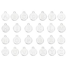 26 Pcs Alphabet A-Z Enamel Letter Charm Silver White Enamel Initial Charm