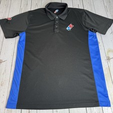 Dominos Pizza Gear Shirt Mens Medium Black Blue Uniform Employee Polo Worker