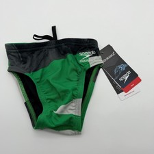 Speedo Glimmer Swim Brief Youth Boys ML 22 Endurance Green Black