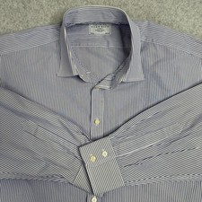 Charles Tyrwhitt Dress Shirt Mens 19/37 Purple Pin Stripe Button Up Long Sleeve