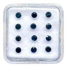 12 Pcs Natural Sri Lanka Blue Sapphire 2.9mm Round Diamond Cut Loose Gemstones