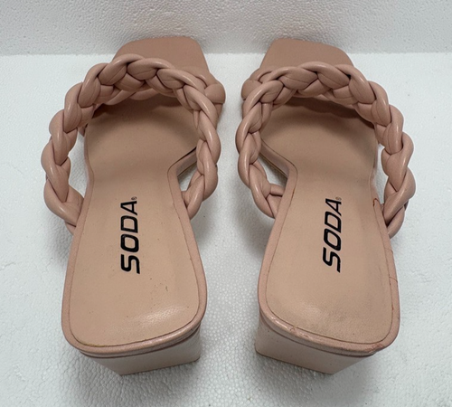 Soda Women's Braided Heelled Square Toe Block Heel Sandals size 6.5 - Picture 14 of 21