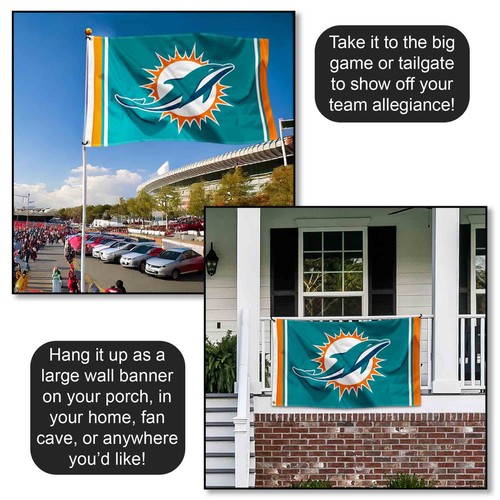 Miami Dolphins Large Outdoor NFL 3 x 5 Banner Flag - Picture 4 of 7