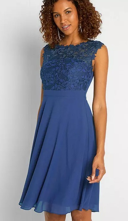 Freemans Encaje Corpiño Fiesta Vestido En Azul UK 14 (fm183-7)