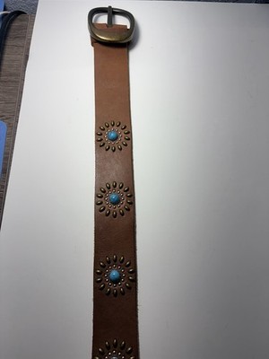 Leather Belt by Old Navy Brass Oval Buckle Southwestern Style Women s Size M
