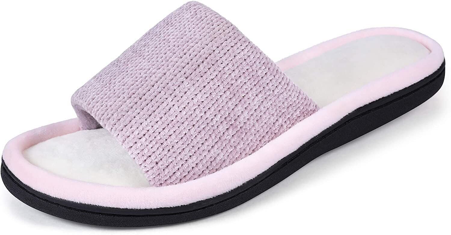 SAOLA Pupeez Women's Soft Open Toe Slide Slippers Indoor Outdoor Rubber Sole