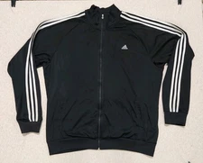 Adidas Essentials Track Jacket Men’s XXL Black 3-Stripes Performance Windbreaker