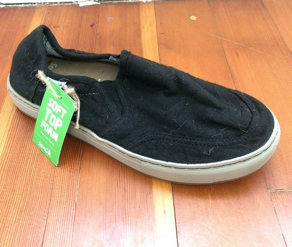 Sanuk Men s Tideline Hemp Washed Black Slip On Shoes 1116732 eBay