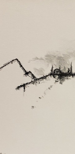 Original Modern Minimal Ink Landscape Drawing By K.A.Davis " Solitude II " - Picture 9 of 12
