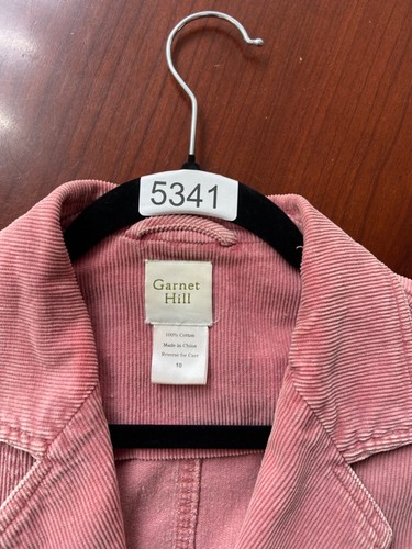 Garnet Hill Womens Corduroy Jacket Pink Zip Front Cotton Utility Style Size 10 - Picture 12 of 12