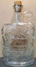 Old Forester KY BOURBON Whiskey DECANTER Embossed w/ Handle 10"