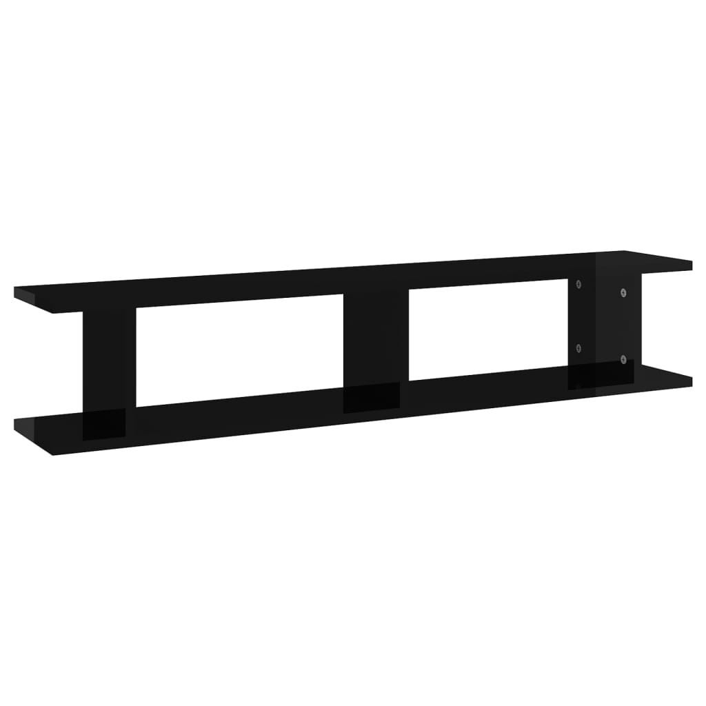 Wall Shelf Set 2pcs High Gloss Black Modern Style Floating Display Rack Shelves eBay