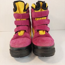 L.L. Bean Boots Girls Size 3 M Purple Suede Chunky Thinsulate Yellow Winter LL