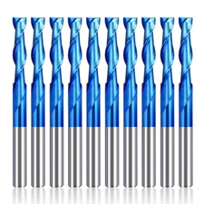 10pcs Carbide Upcut Spiral End Mill 2 Flute 1/8'' Shank CNC Router Bit for Wood