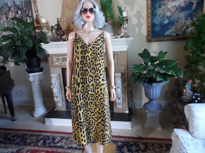 Adam Lippes Collective Yellow Black Leopard Print Shift Lounge Maxi Dress  Size 0 | eBay