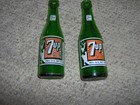 2 Vintage 7up Swimsuit Bottles green glass two color Lincoln Ne.Shenandoah Iowa — photo 1