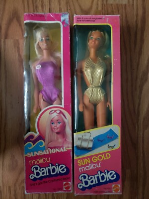 Vintage Mattel Sunsational Malibu Barbie Doll 1067 & Sun Gold