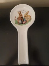 Effetti  D' Ante Easter Rabbits Ceramic 11" Spoon Rest Made In Italy
