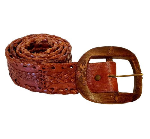 Wooden Beaded Belt Boho Brown Red Pink Stretch Up to 40  display picture 2