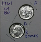 1961 P&D Roosevelt Dimes 10C CH BU LUSTER! 90% Silver US Coins